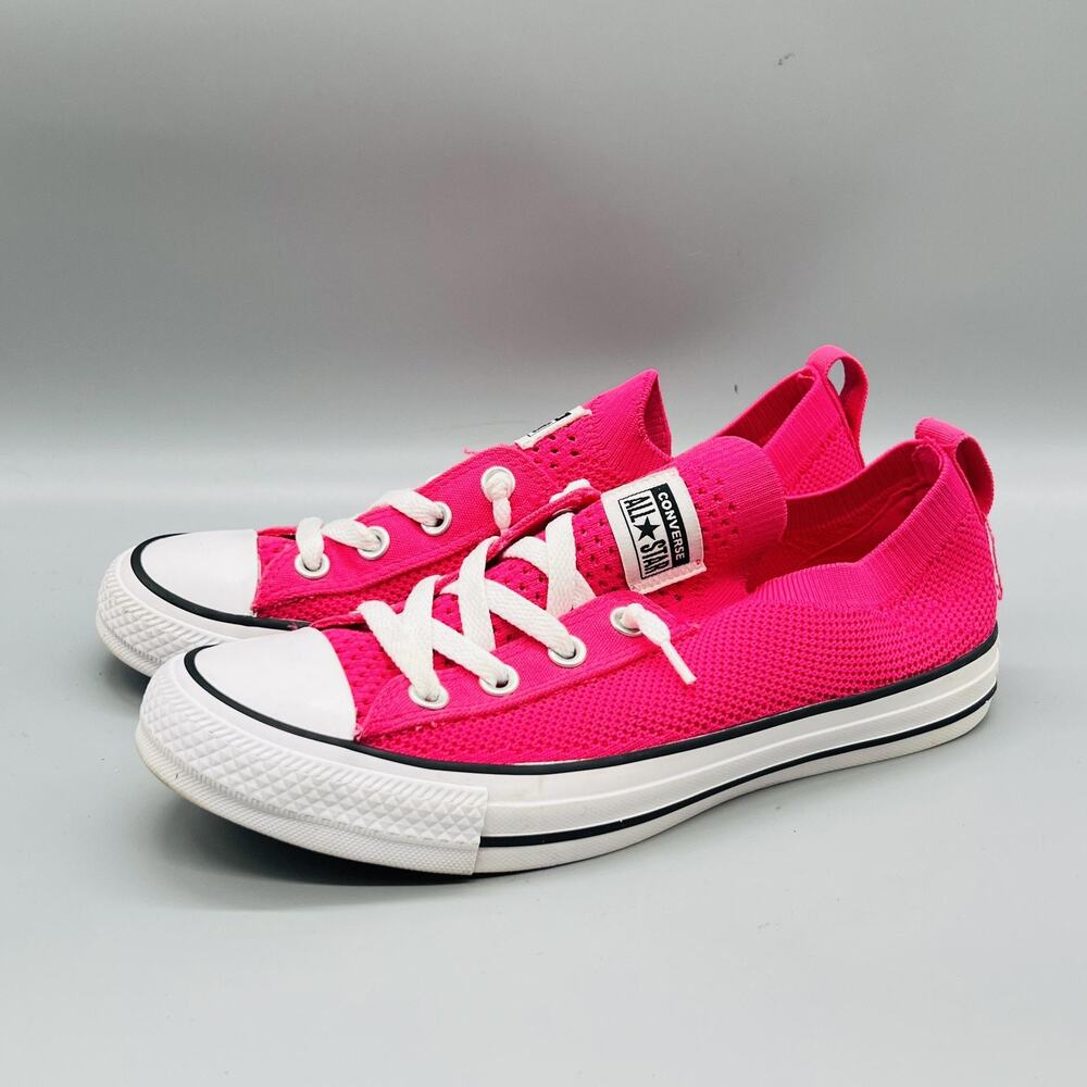 Converse Shoes Women 8.5 Pink Knit Chuck Taylor All Star Low Top Sneaker Walking - Picture 3 of 11